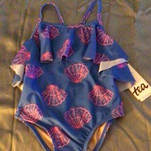 Tea Collection Girls Swimsuit Size 2 Sea Shells New